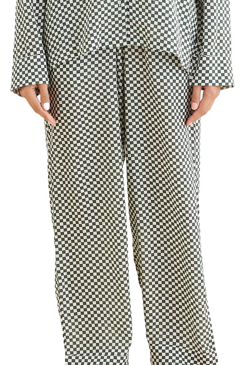 Anais Checkerboard Cotton Blend Pajamas, Alternate, color, FOREST GREEN