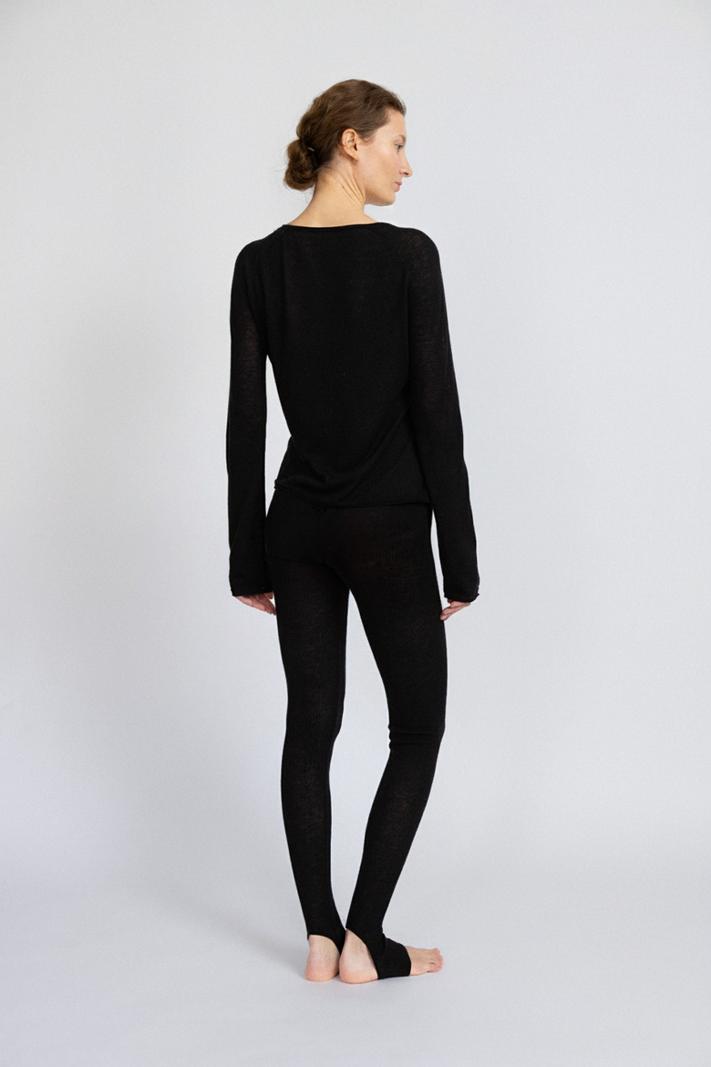 Lightweight Merino Wool Stirrup Leggings, Alternate, color, Black
