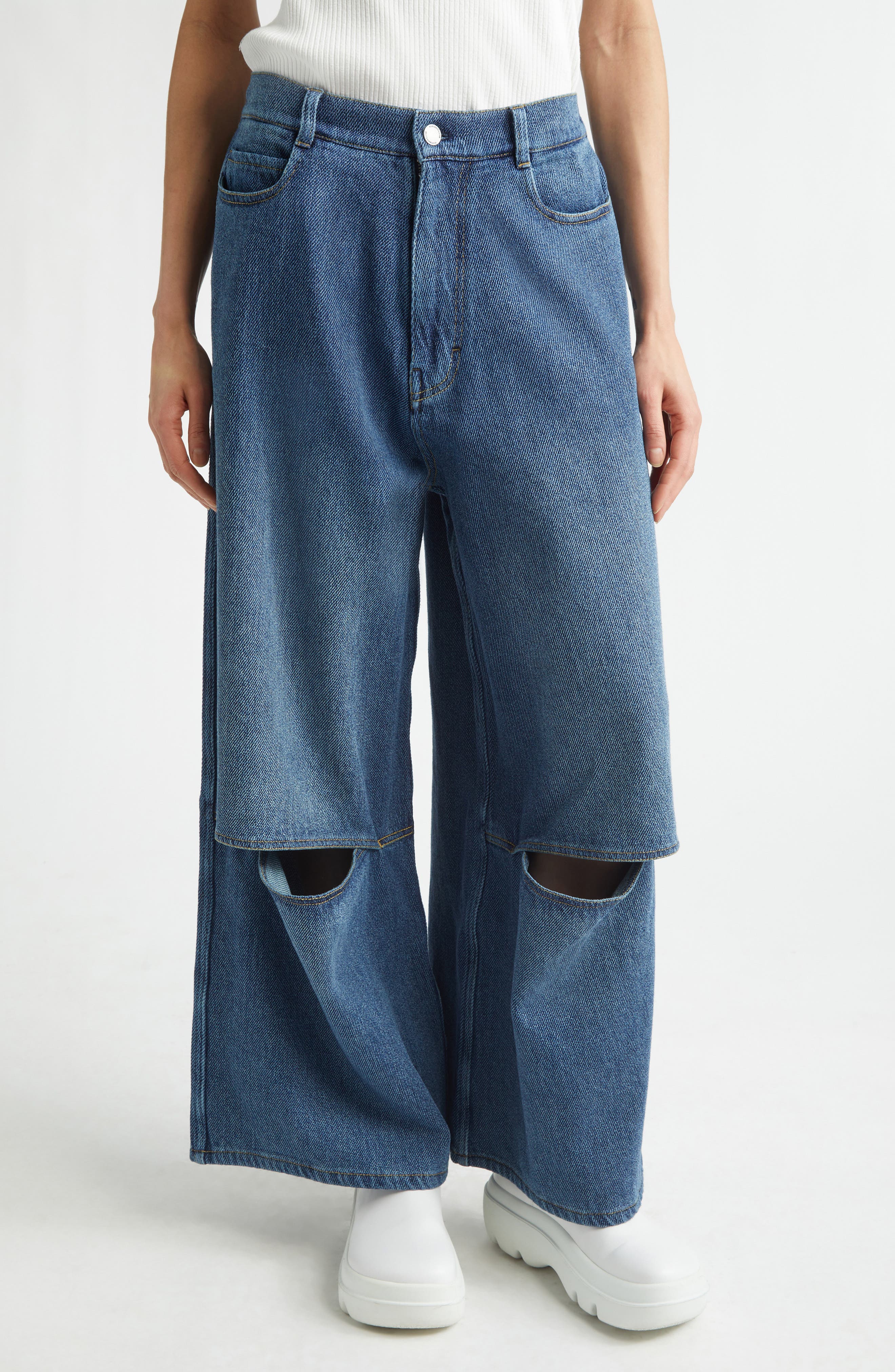 Cutout Wide Leg Jeans