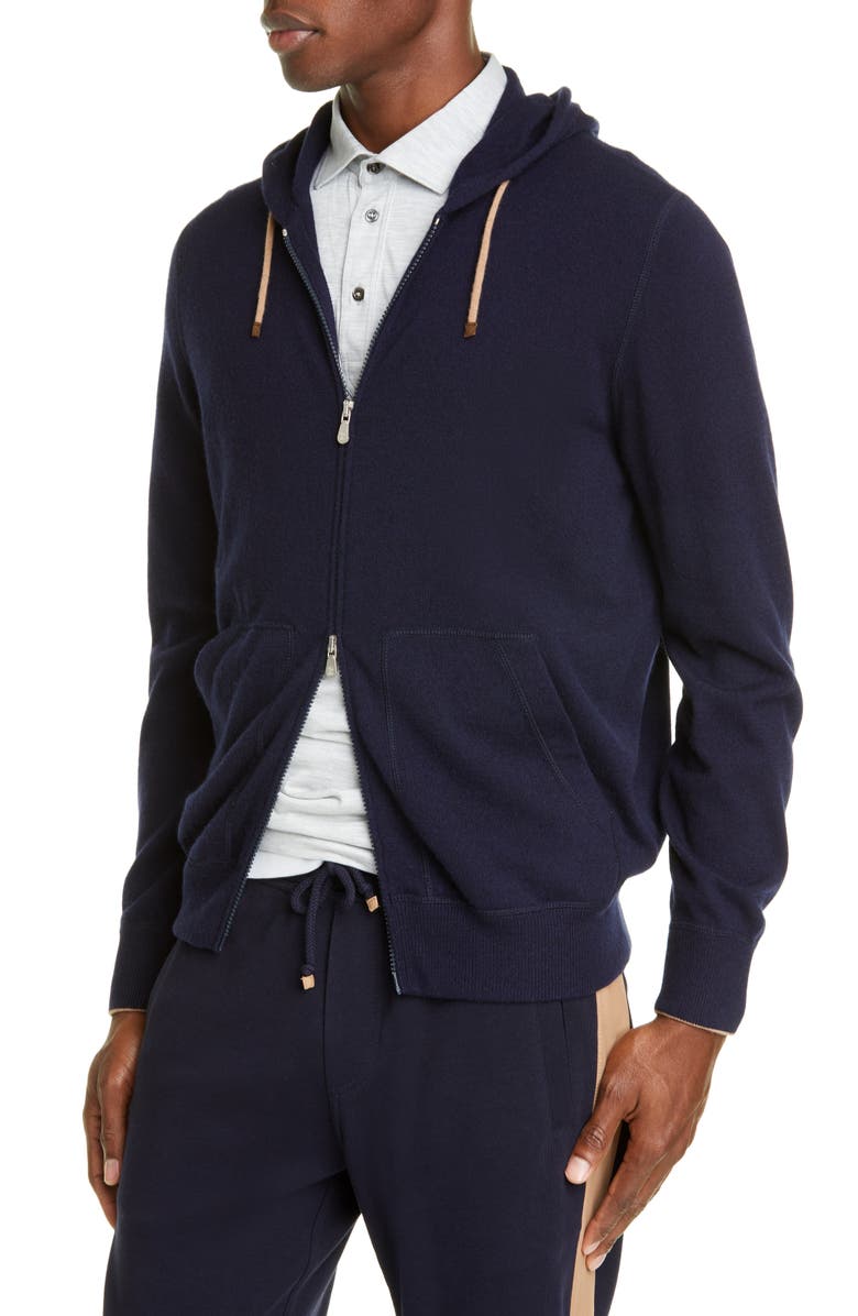 Brunello Cucinelli Cashmere Full Zip Hoodie, Alternate, color, 