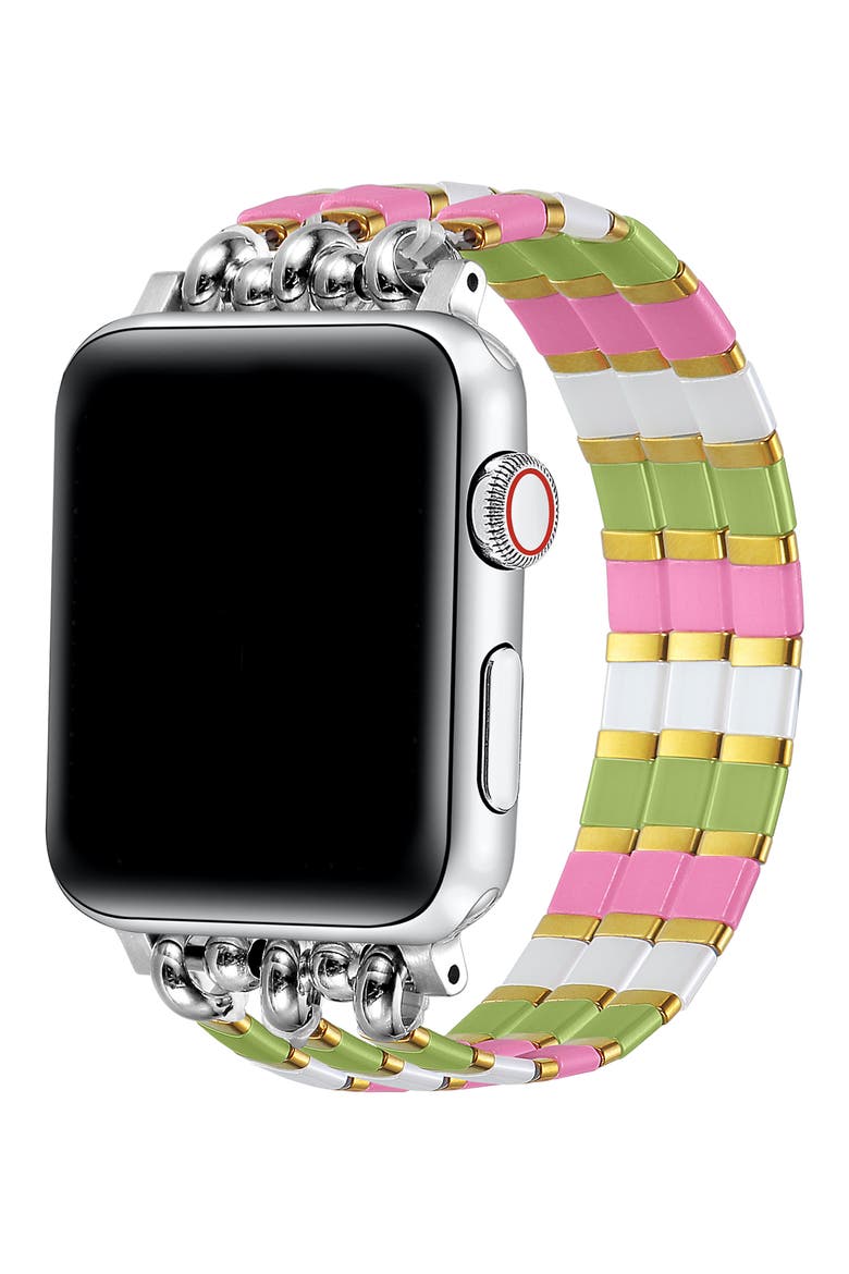 Slim Beaded Bracelet Apple Watch® Watchband, Alternate, color, PINK
