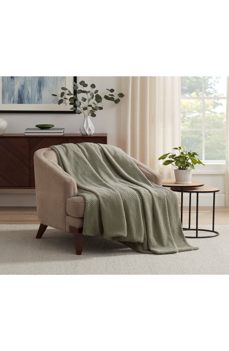 Vellux Plush Texture Throw Blanket, Alternate, color, Sage