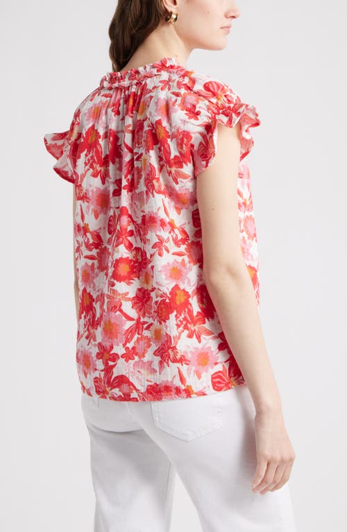 Caslon ® Ruffle Cotton Gauze Top In Multi
