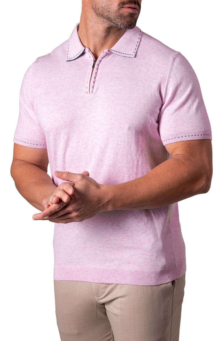Maceoo Quarter Zip Polo, Alternate, color, Pink