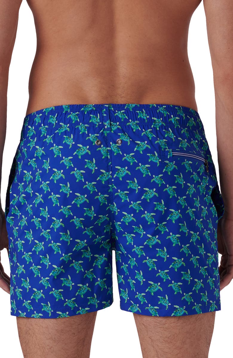 Bugatchi Max Turtle Print Swim Trunks, Alternate, color,