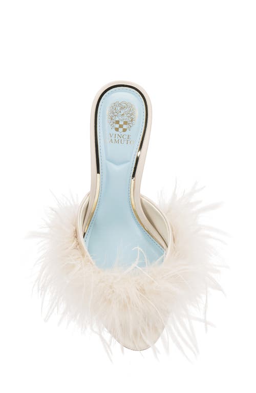 Vince Camuto Paelly Faux Feather Slide Sandal In White