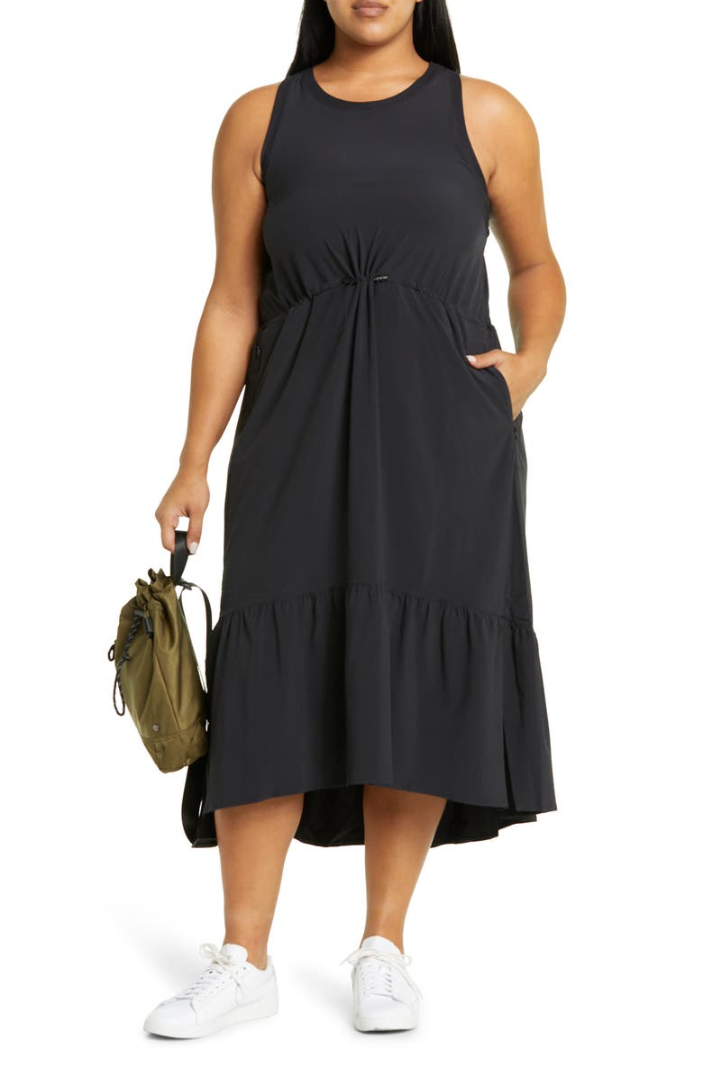 Zella Pursuit Tiered Midi Dress, Alternate, color, 