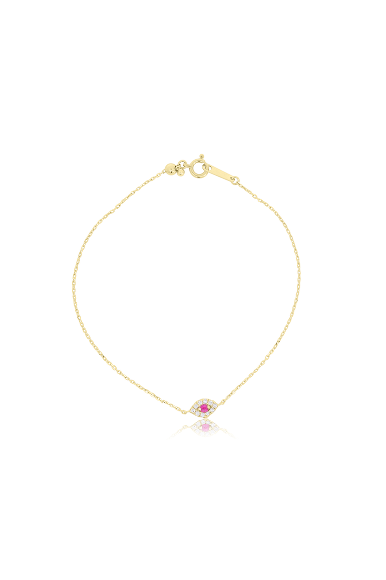 Mini Ruby Evil Eye Bracelet, Main, color, Ruby
