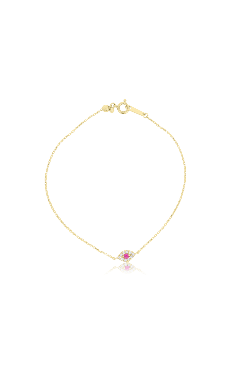 The Lovery Fine Jewelry Mini Ruby Evil Eye Bracelet, Main, color, Ruby