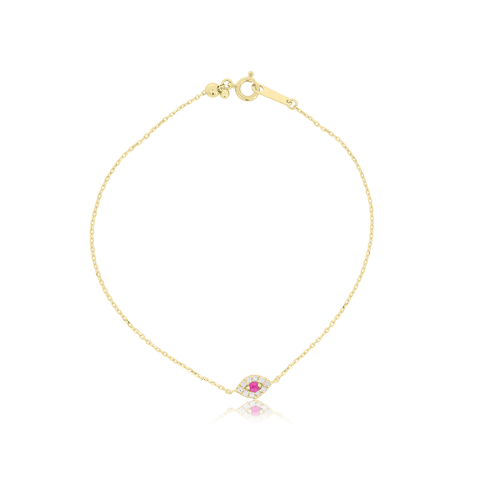 Mini Ruby Evil Eye Bracelet