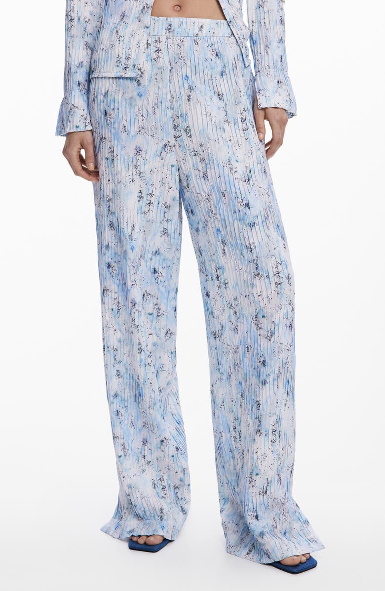 Desigual Pleated Pull-On Pants, Main, color, Light Blue