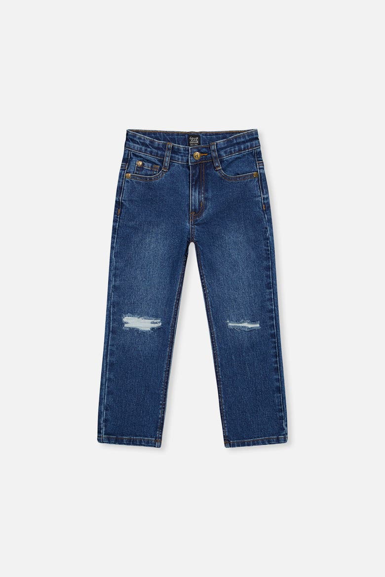 Stretch 5-Pocket Button Zip Fly Jeans, Main, color, Navy Blue Denim