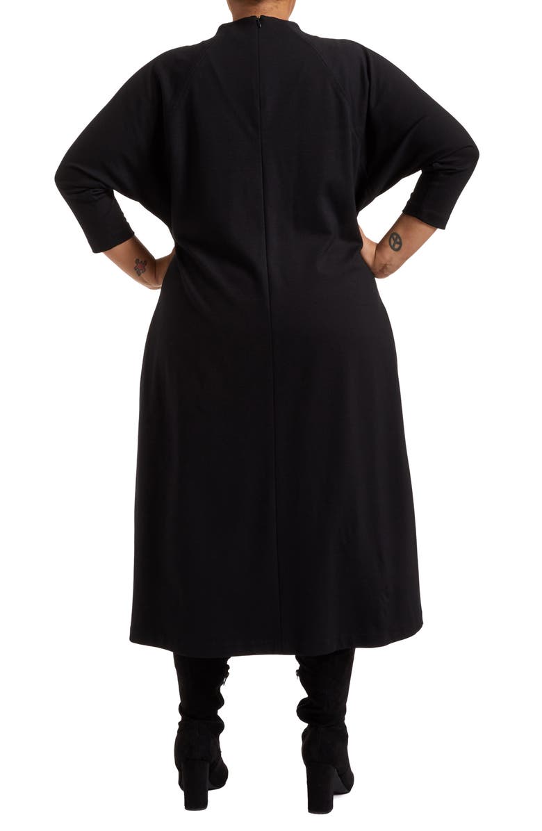 Pari Passu Janice Mock Neck Belted Ponte Midi Dress, Alternate, color,