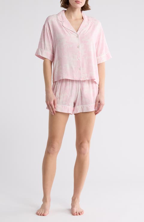 Kine Challis Short Sleeve Button-Up Shirt & Shorts Pajamas