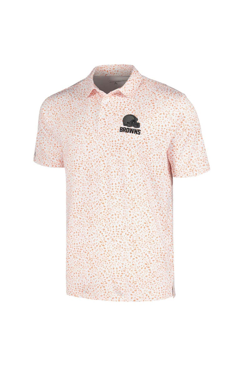 Men's Antigua White/Orange Cleveland Browns Motion Polo, Alternate, color, White