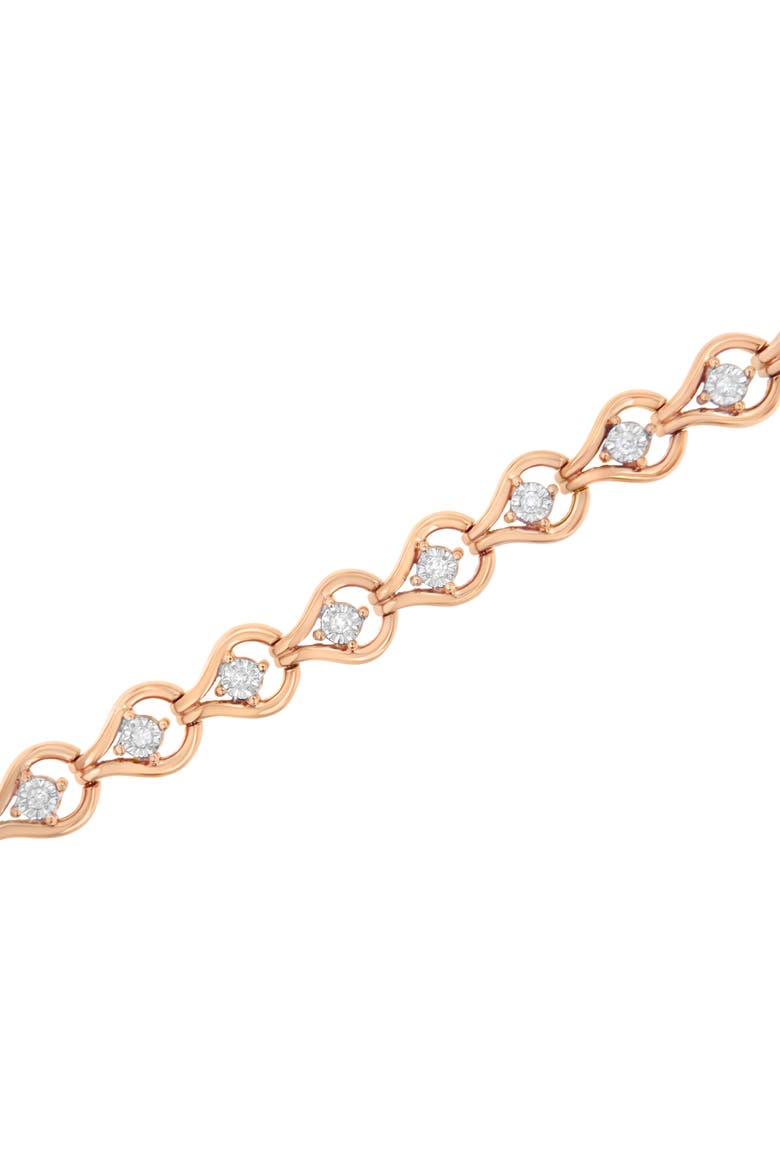 Silver 1/4 Cttw Diamond Miracle-Set Teardrop Shaped Link Bracelet, Alternate, color, Rose