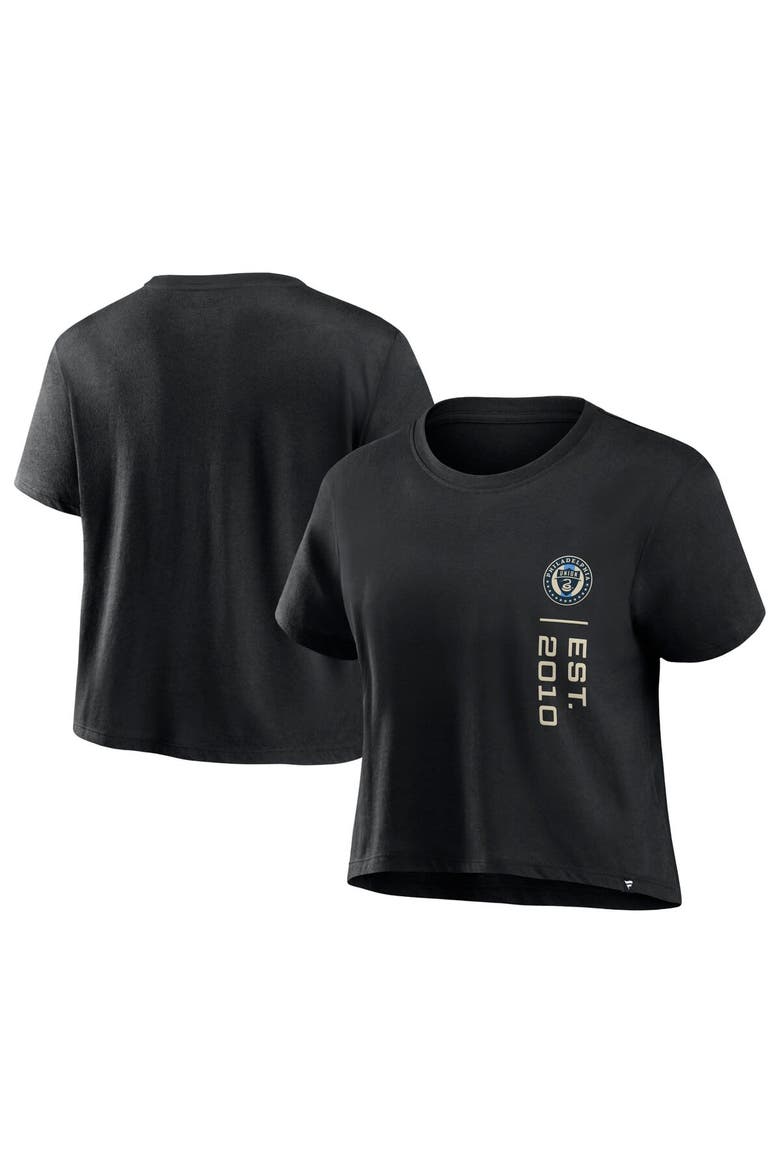 Women's Fanatics Branded Black Philadelphia Union Chip Pass Fashion Cropped T-Shirt, Alternate, color, Black