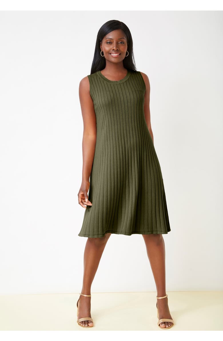 Jessica London 2-Piece Sweater Jacket Dress, Alternate, color, Dark Olive Green