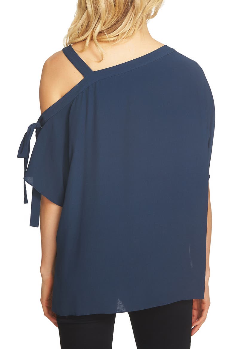 One-Shoulder Tie Sleeve Blouse, Alternate, color, INDIGO DEPTHS
