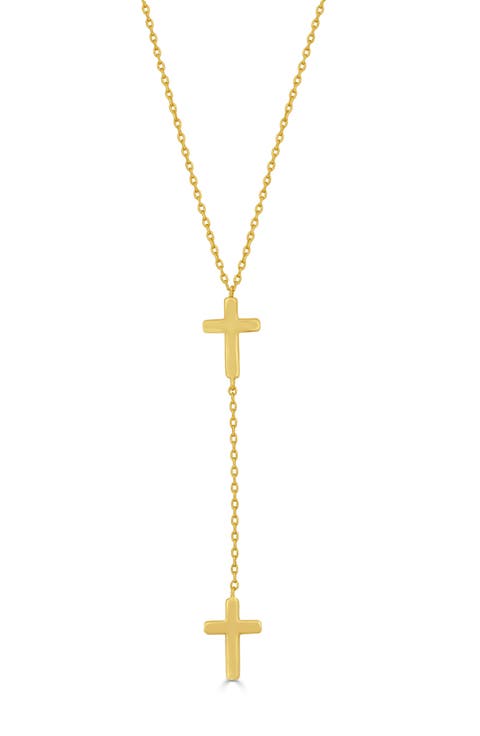 Double Cross Lariat Necklace