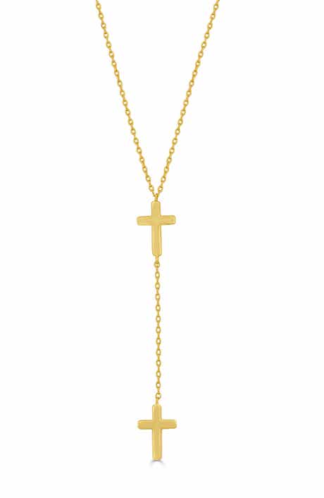 Double Cross Lariat Necklace