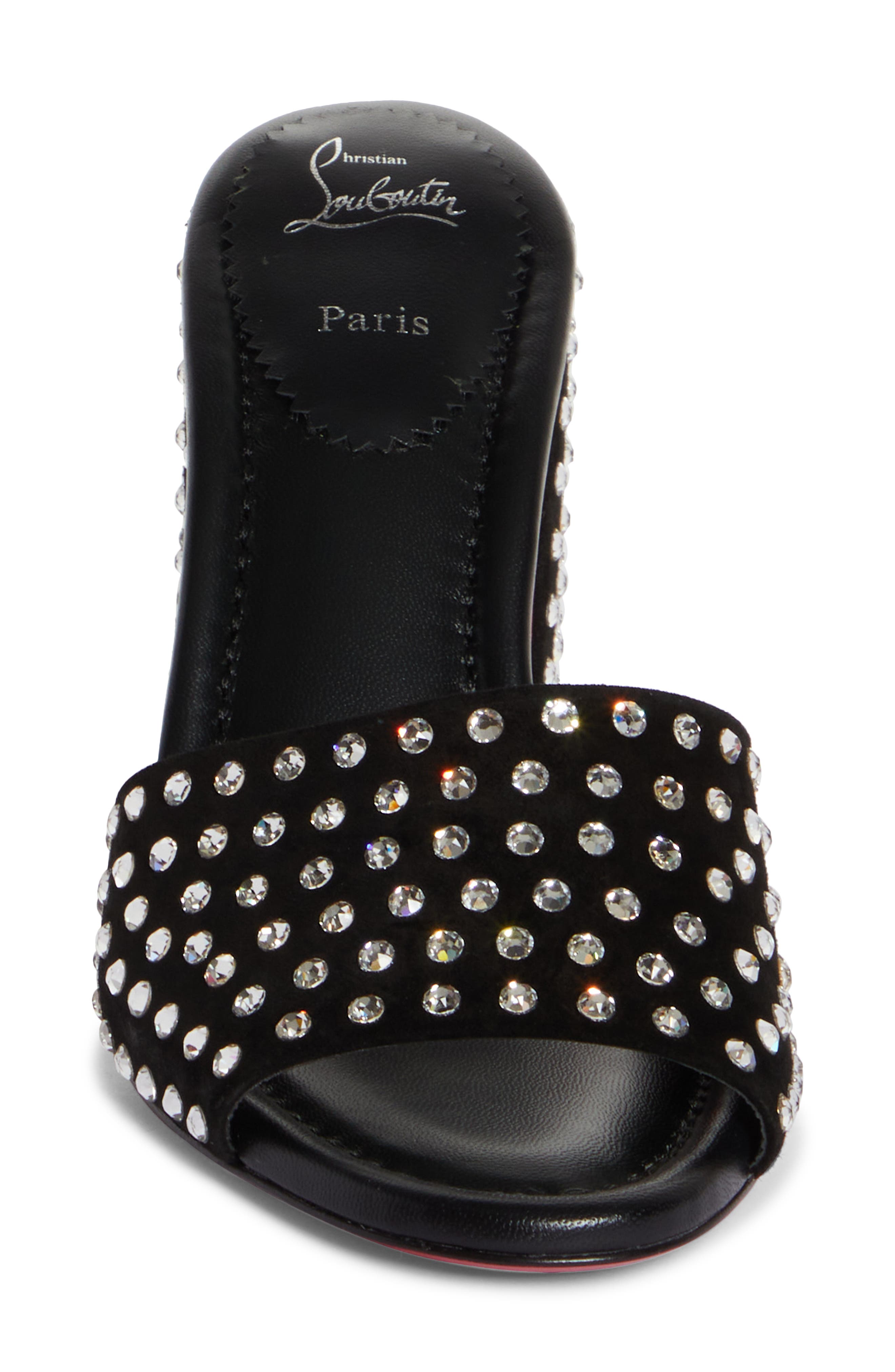 Christian Louboutin Jane Crystal Embellished Slide Sandal, Alternate, color, Black
