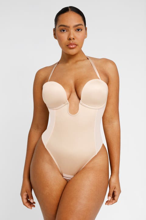 Strapless U-Plunge Thong Shapewear Bodysuit