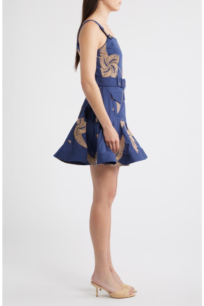 Alivia Belted Fit & Flare Minidress, Alternate, color, NAVY/ CREAM