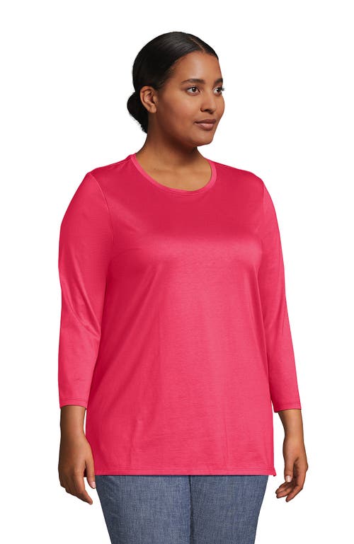 Lands' End 3/4 Sleeve Cotton Supima Tunic In Pink