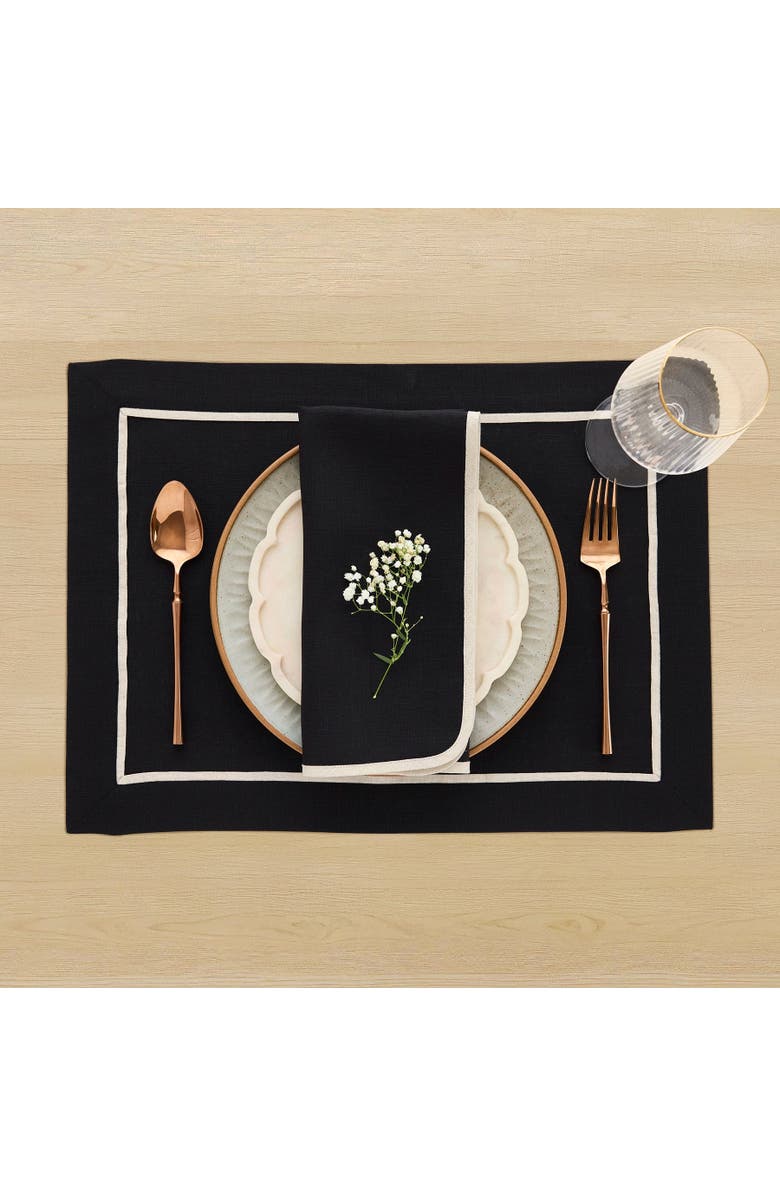 Solino Home Linen Placemats - Kensington, 14" x 19", Alternate, color, Black