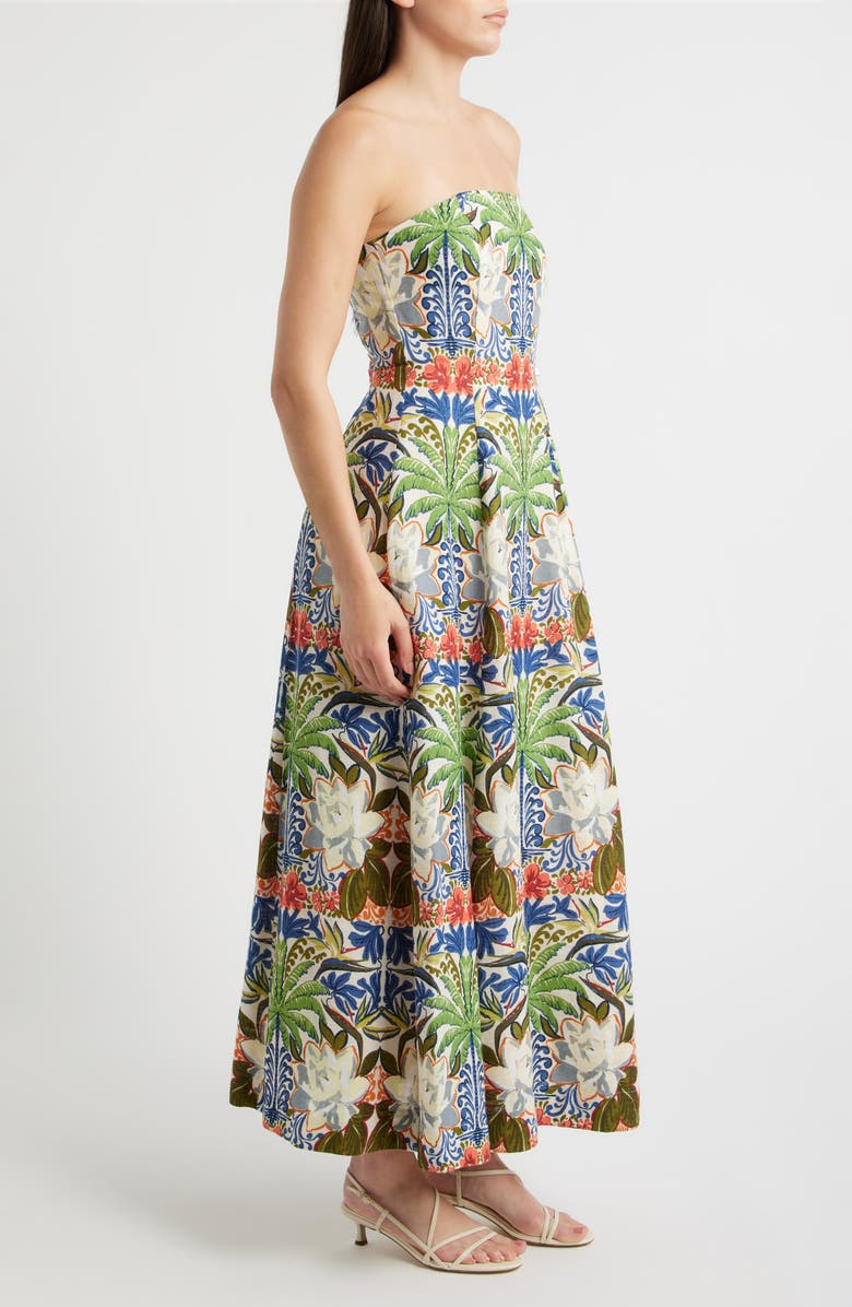 Parker Print Strapless Maxi Dress, Alternate, color, Lemon Icing