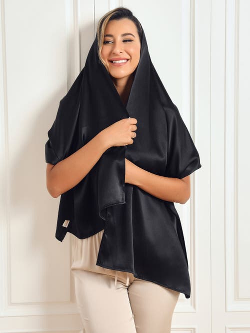 Silksilky Pure Silk Solid Color Rectangle Long Scarf/shawl 170x53cm/67 In Black