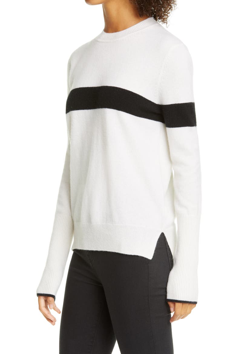 Bold Stripe Cashmere Sweater, Alternate, color, CREAM/ BLACK