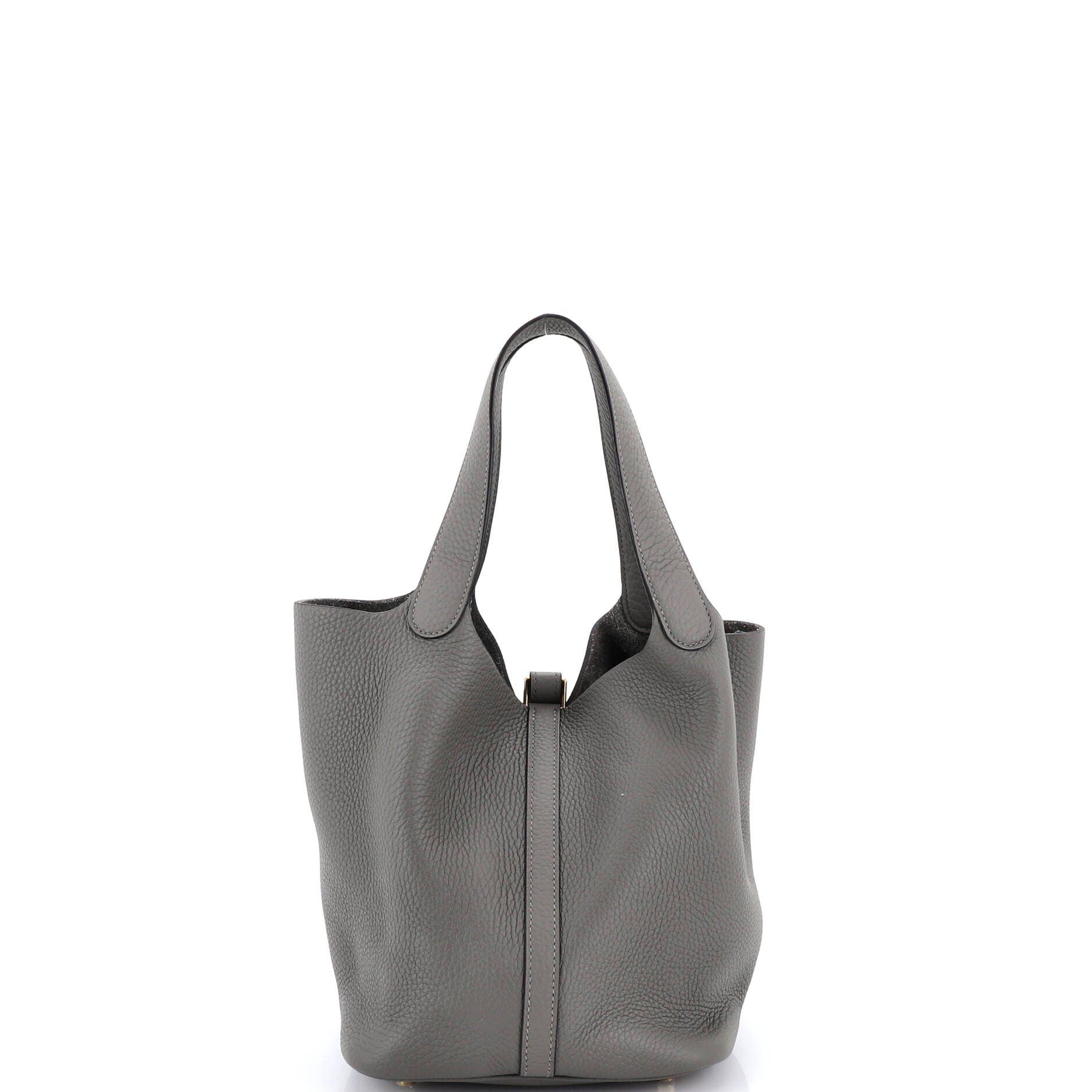 Pre-Owned Hermes Picotin Lock Bag Clemence MM, Alternate, color, Gris Meyer