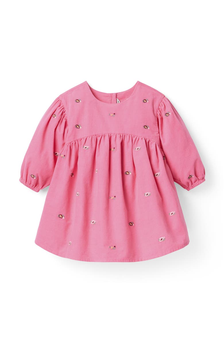 Janie and Jack The Floral Embroidered Corduroy Dress, Main, color, Pink