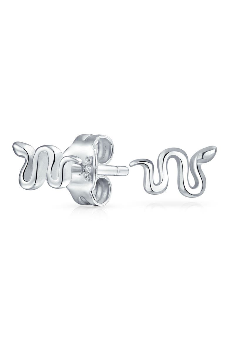 Sterling Silver Tiny Snake Stud Earrings, Alternate, color, SILVER