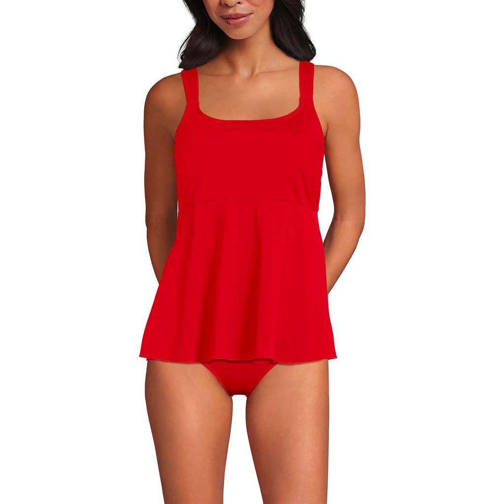Lands' End Adjustable Scoop Neck Flutter Tankini Top In Red