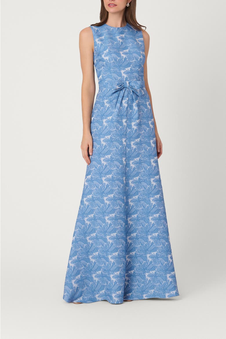 Floral Stretch Jacquard Midnight Loren Dress, Main, color, Marina