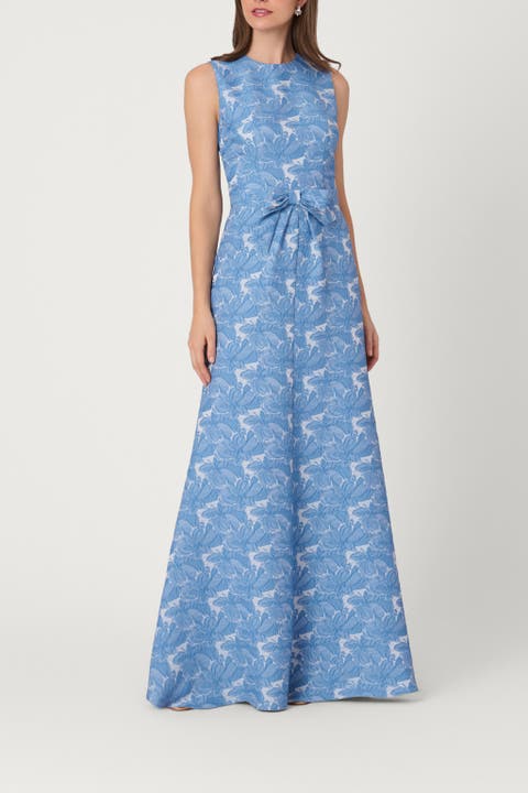 Floral Stretch Jacquard Midnight Loren Dress