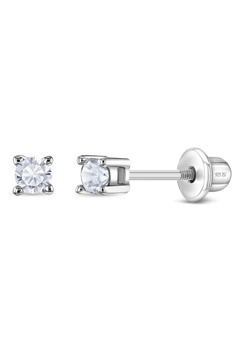 My First Solitaire Earrings, Main, color, Silver