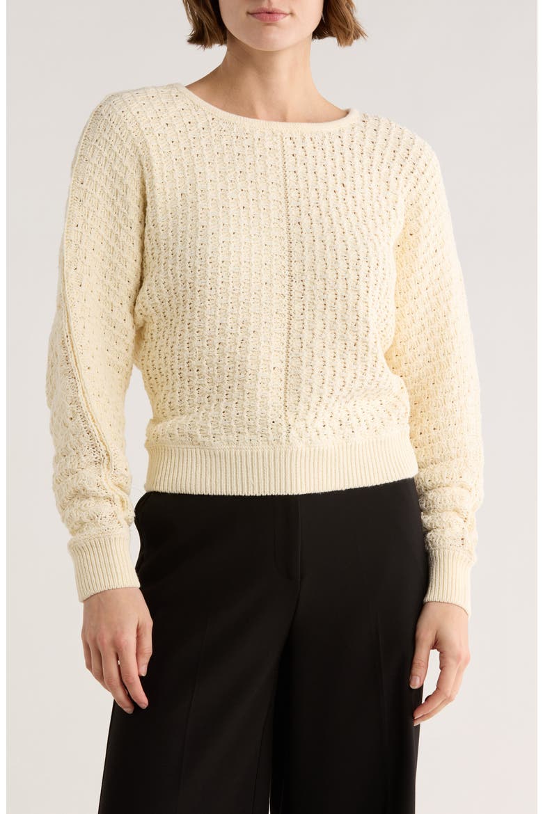Textured Dolman Sleeve Cotton Sweater, Main, color, IVORY