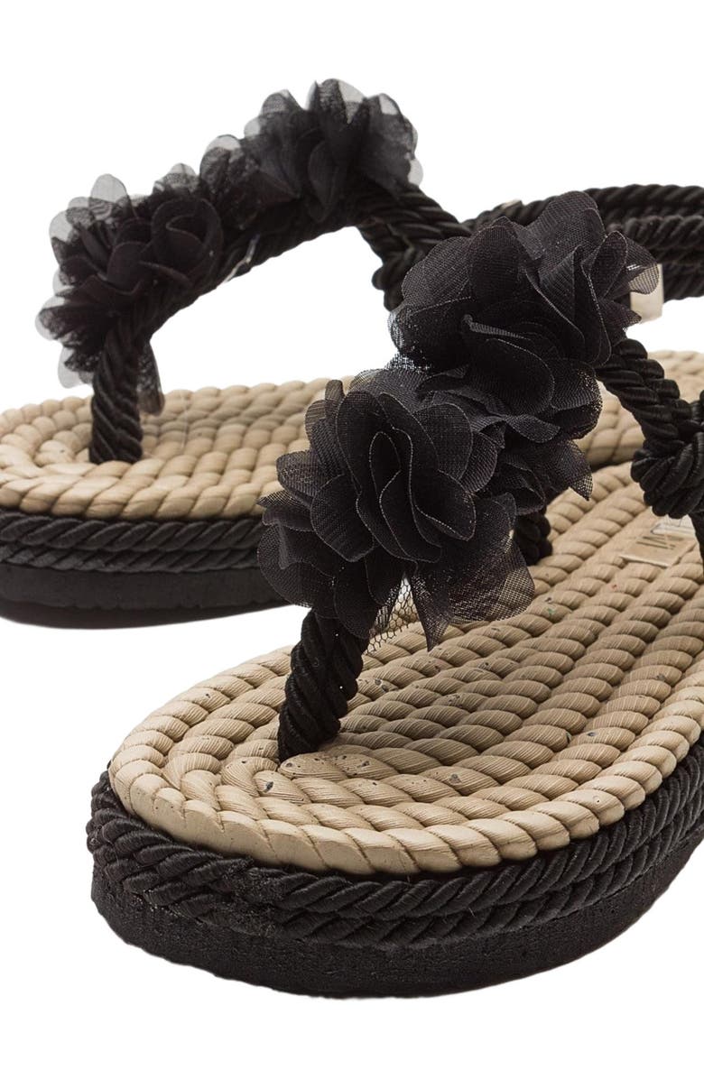 Prologue Shoes SANTRA Lace-Up Thong Sandals, Alternate, color, Black Faux Leather