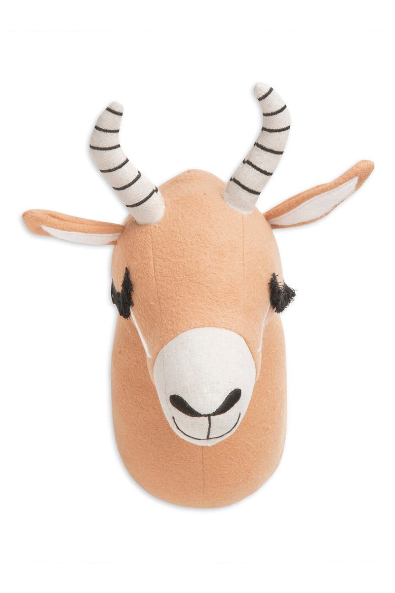Safari Animal Plush Head Wall Art, Alternate, color, BROWN ANTELOPE