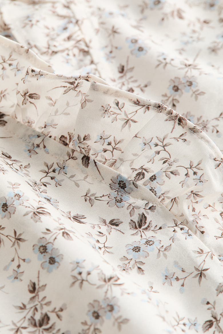 Ruffled Puff-sleeved Blouse, Alternate, color, Cream/floral