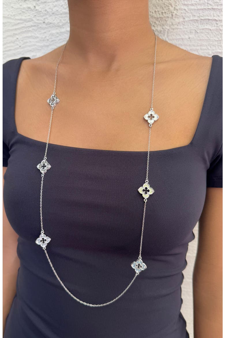 Clover Station Necklace, Alternate, color, SILVER