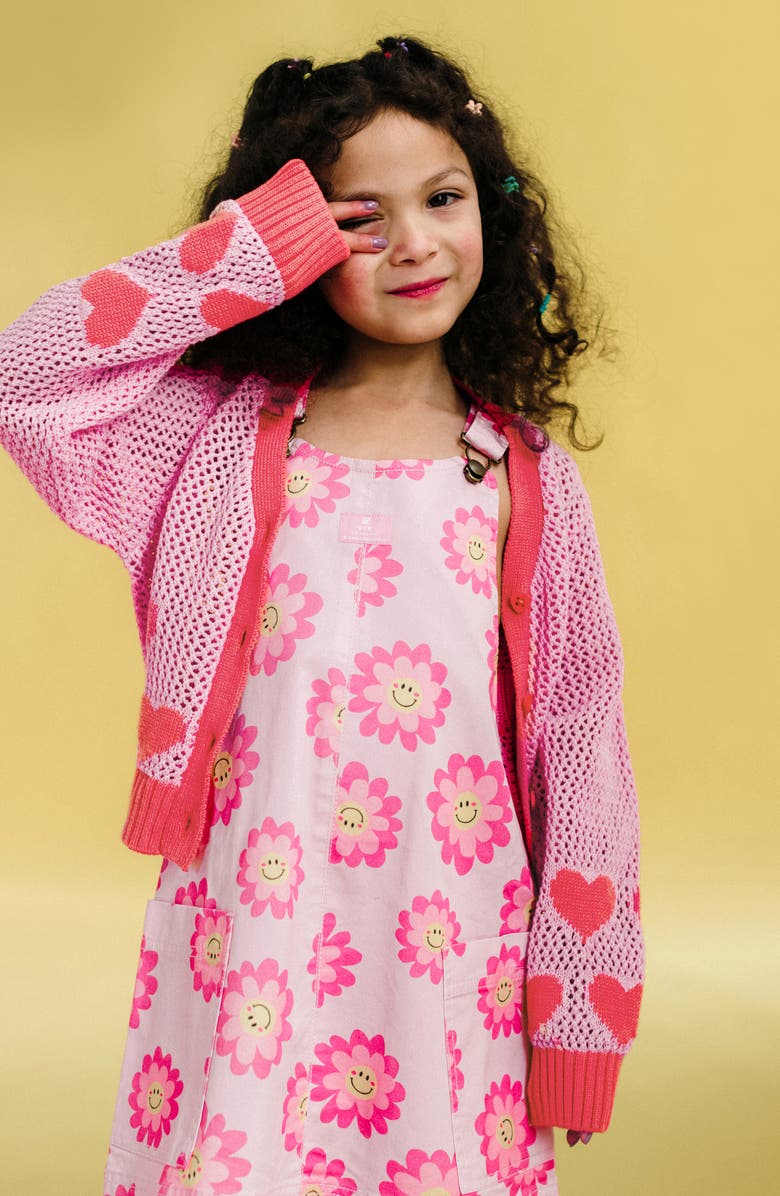 Rock Your Kid Kids
 Heart Cotton Cardigan, Alternate, color, Pink