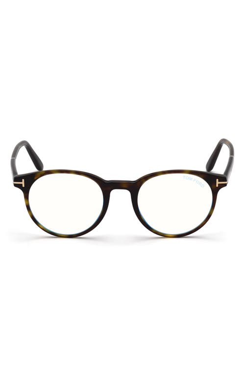 Tom Ford 53mm Square Blue Light Blocking Glasses In Havana/blue Block