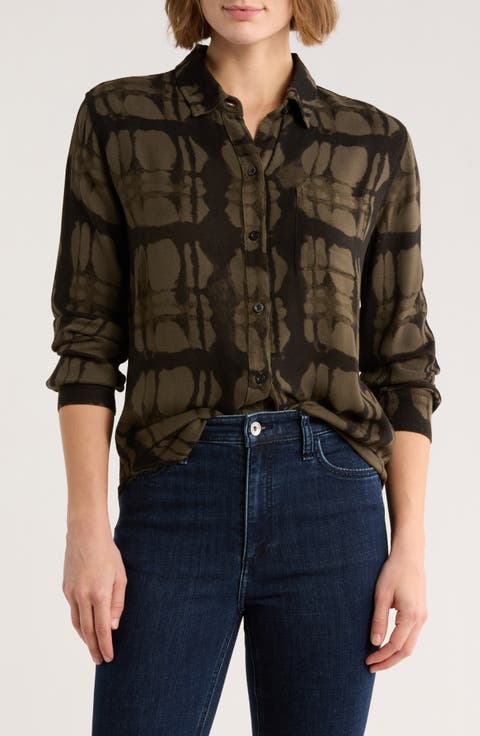 Hunter Watercolor Plaid Button-Up Shirt