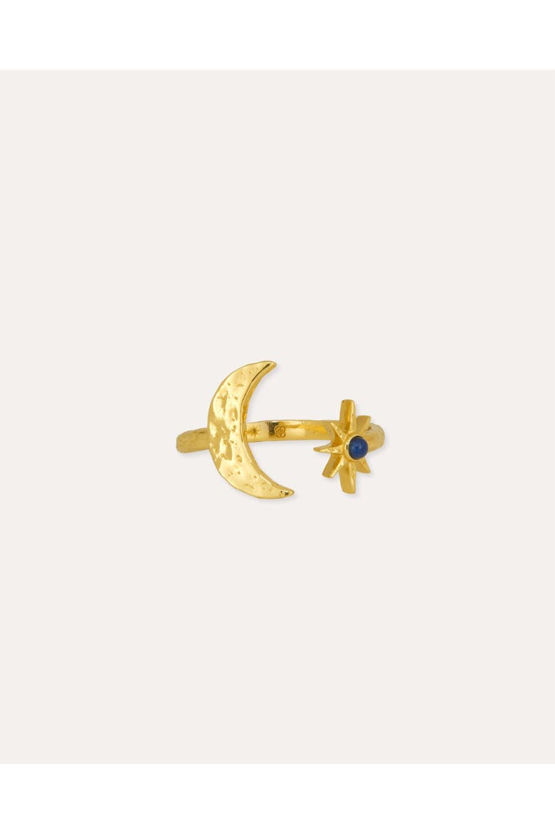 Lapis Moon and Star Stacking Ring, Main, color, Gold