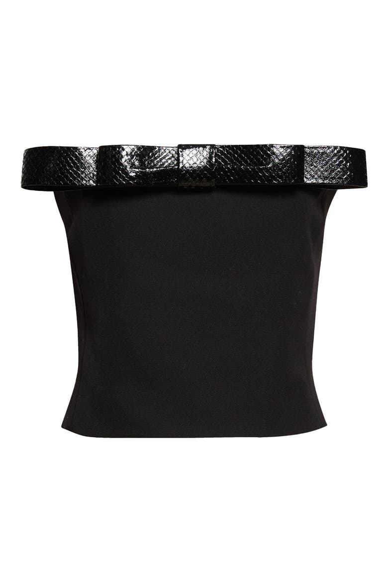 Wool Grain de Poudre Strapless Top, Alternate, color, BLACK